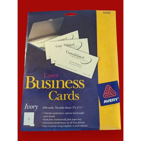 Avery 5376 Business Cards Laser Easy to Format 250 2 x 3.5 Inch Ivory (210 Left) - Picture 1 of 4